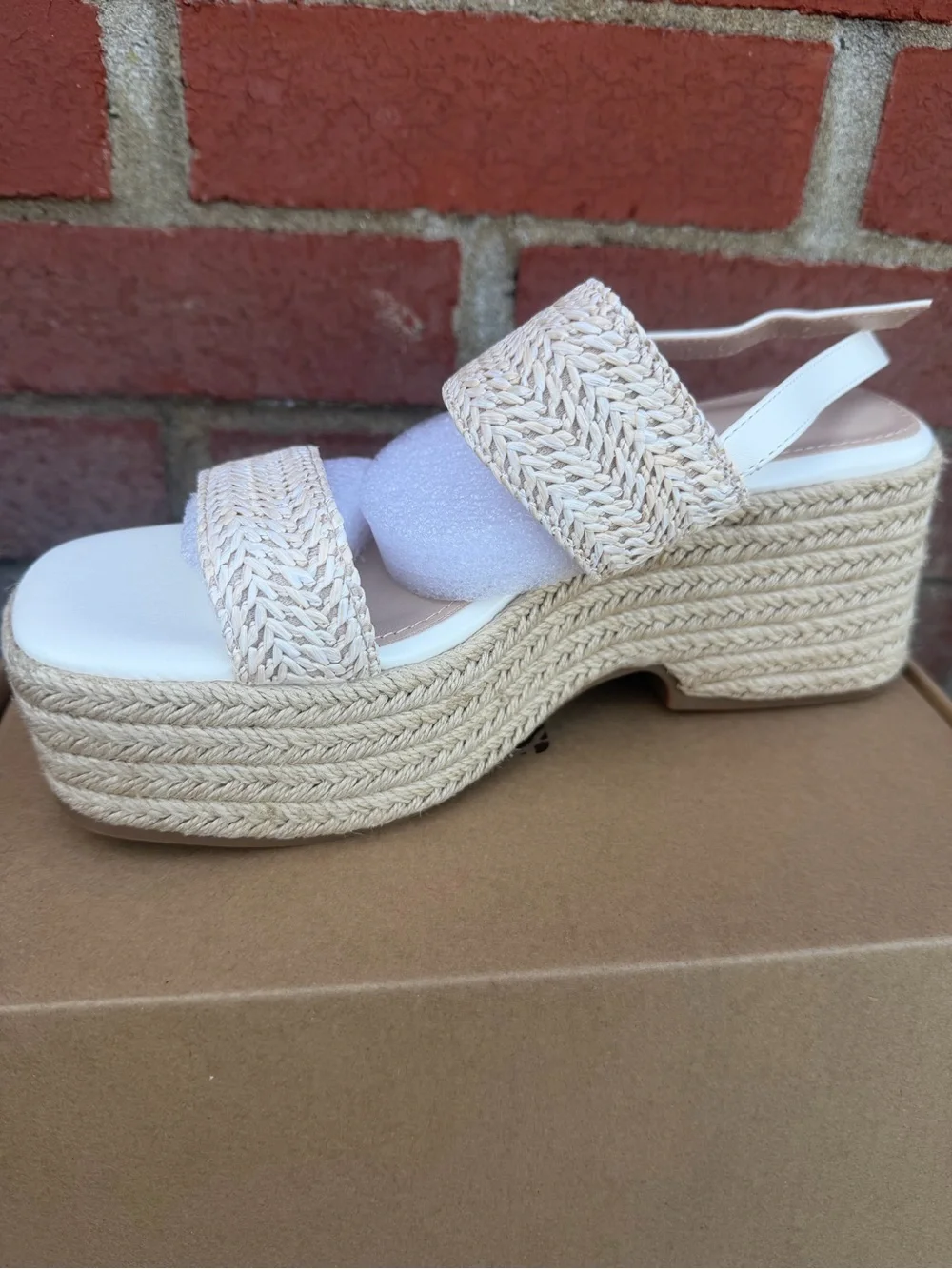 Women's Beige Braided Platform Sandals